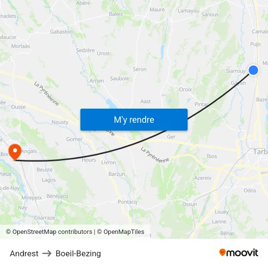 Andrest to Boeil-Bezing map