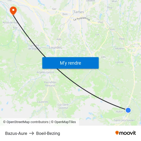 Bazus-Aure to Boeil-Bezing map