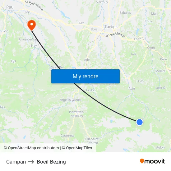 Campan to Boeil-Bezing map