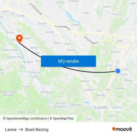 Lanne to Boeil-Bezing map