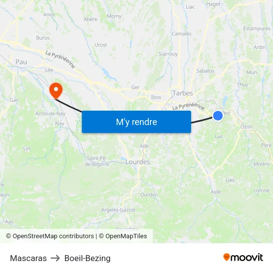 Mascaras to Boeil-Bezing map