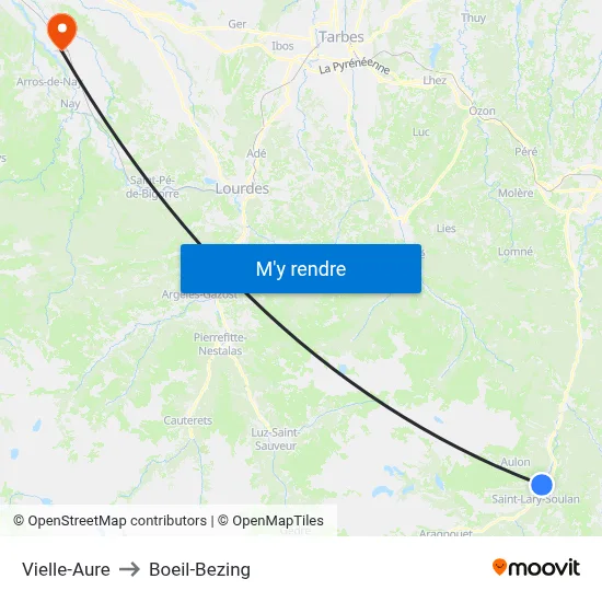 Vielle-Aure to Boeil-Bezing map