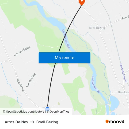 Arros-De-Nay to Boeil-Bezing map