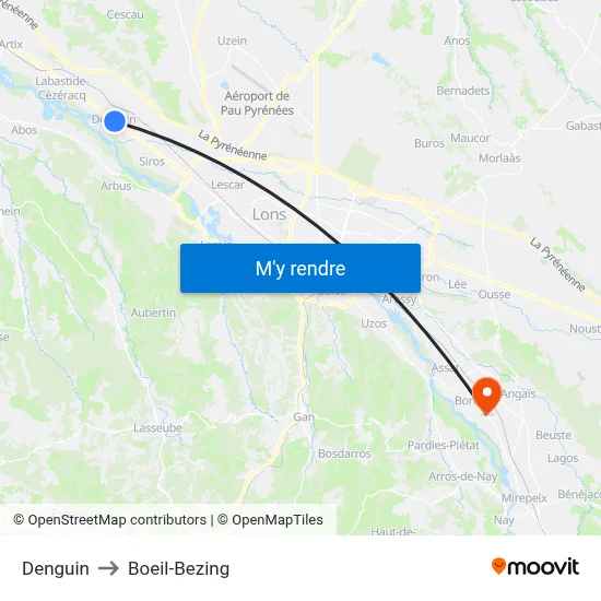 Denguin to Boeil-Bezing map