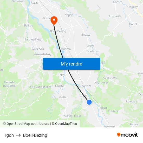 Igon to Boeil-Bezing map