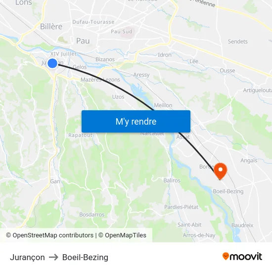 Jurançon to Boeil-Bezing map