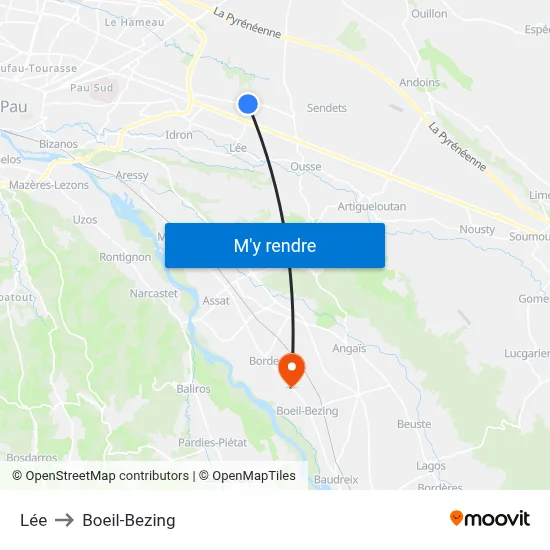 Lée to Boeil-Bezing map