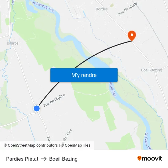 Pardies-Piétat to Boeil-Bezing map
