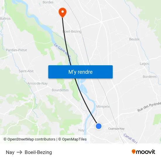 Nay to Boeil-Bezing map