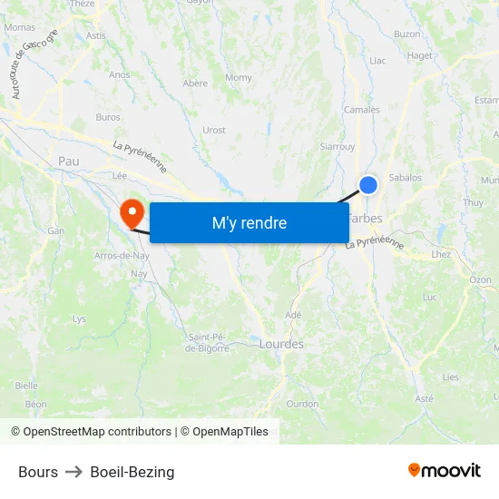 Bours to Boeil-Bezing map