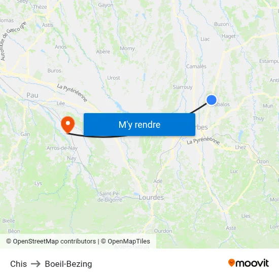 Chis to Boeil-Bezing map