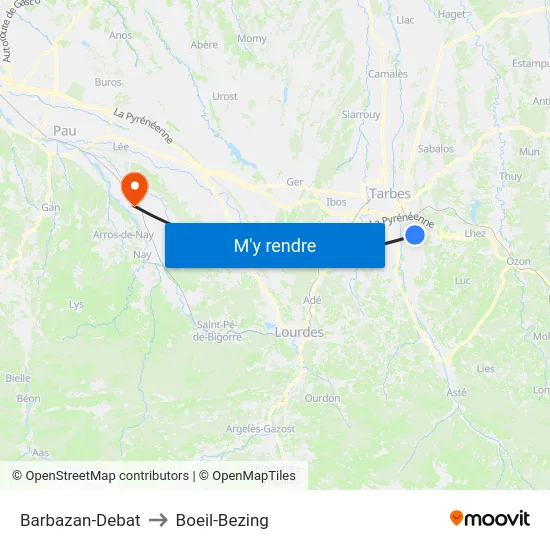 Barbazan-Debat to Boeil-Bezing map