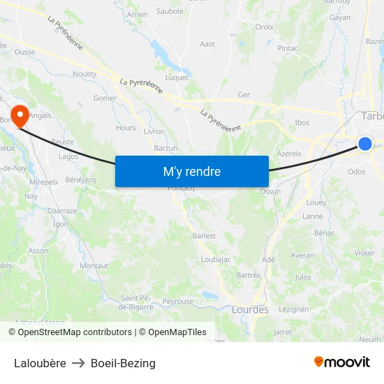 Laloubère to Boeil-Bezing map
