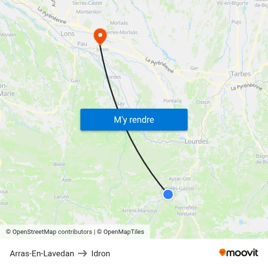 Arras-En-Lavedan to Idron map
