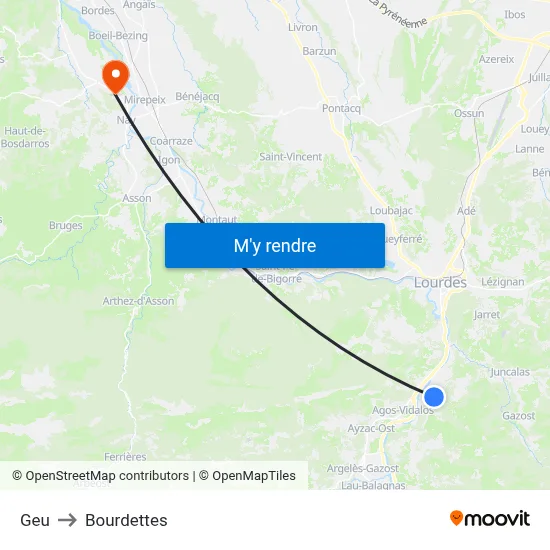 Geu to Bourdettes map
