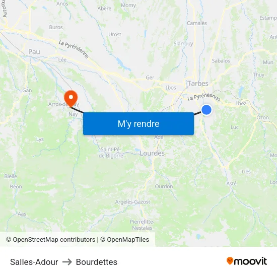 Salles-Adour to Bourdettes map