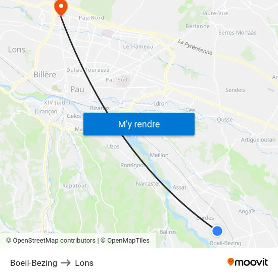 Boeil-Bezing to Lons map