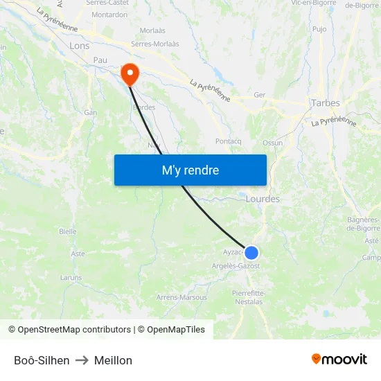 Boô-Silhen to Meillon map