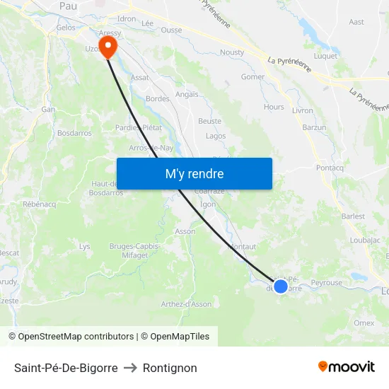 Saint-Pé-De-Bigorre to Rontignon map