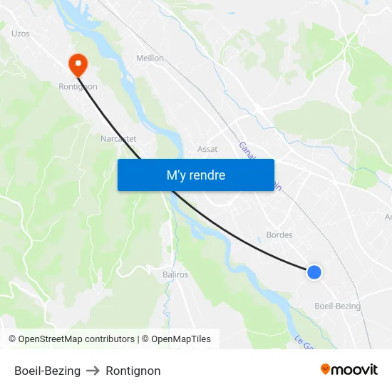 Boeil-Bezing to Rontignon map