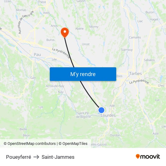 Poueyferré to Saint-Jammes map