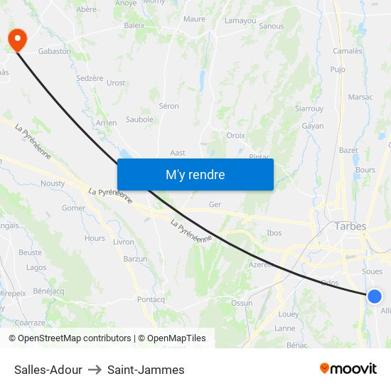 Salles-Adour to Saint-Jammes map