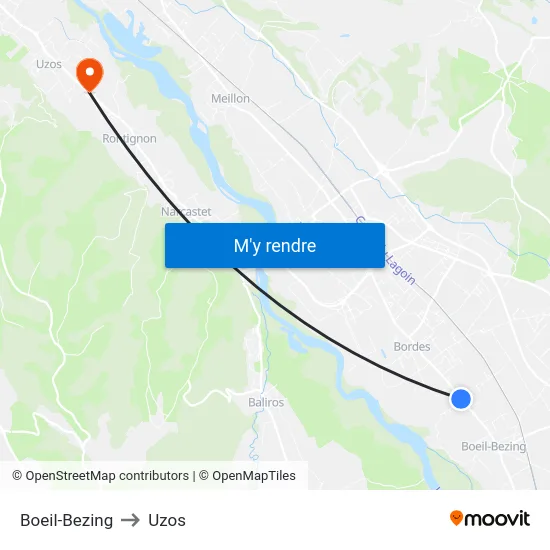 Boeil-Bezing to Uzos map