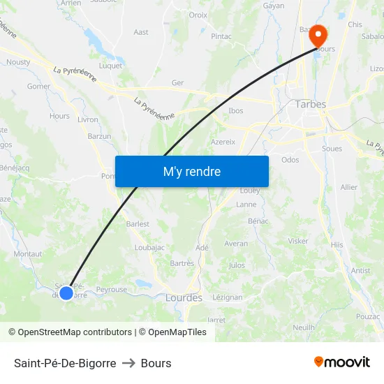 Saint-Pé-De-Bigorre to Bours map