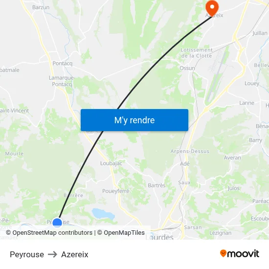 Peyrouse to Azereix map