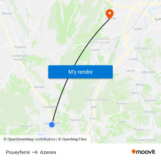 Poueyferré to Azereix map