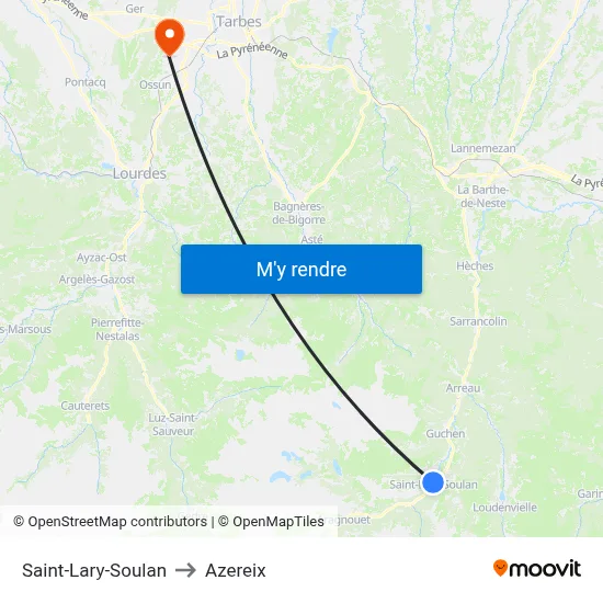 Saint-Lary-Soulan to Azereix map