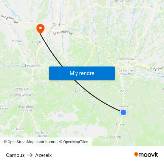 Camous to Azereix map