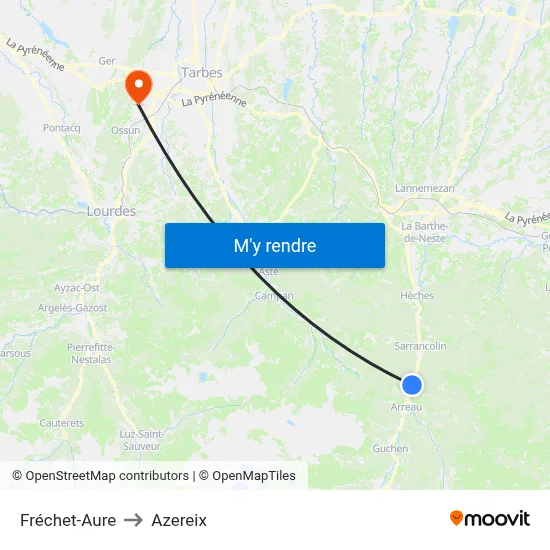 Fréchet-Aure to Azereix map
