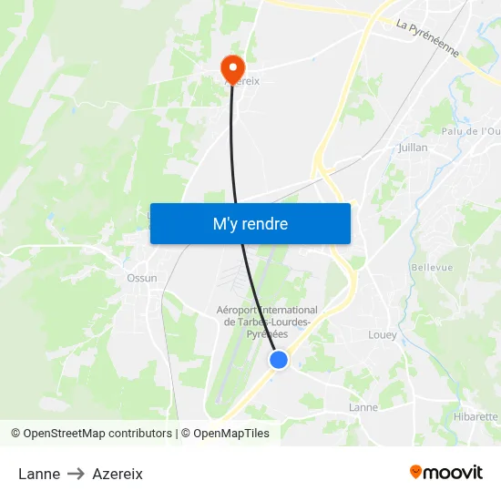Lanne to Azereix map