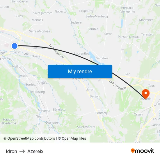 Idron to Azereix map