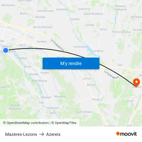 Mazères-Lezons to Azereix map