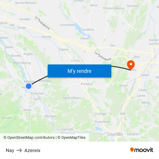 Nay to Azereix map