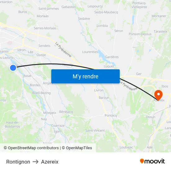 Rontignon to Azereix map