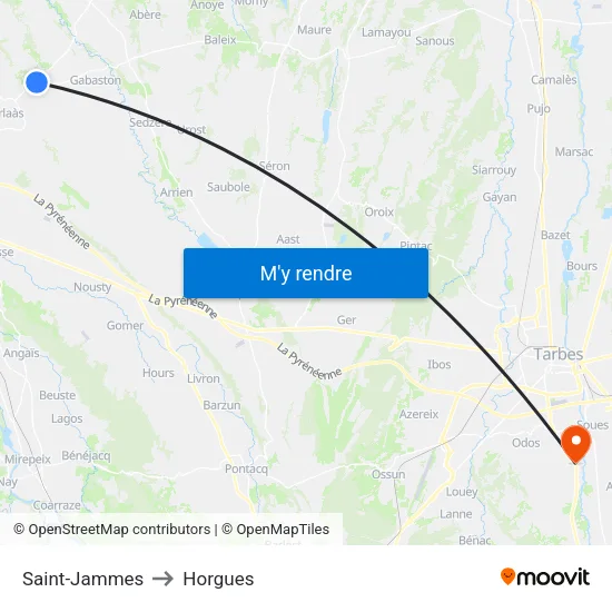Saint-Jammes to Horgues map