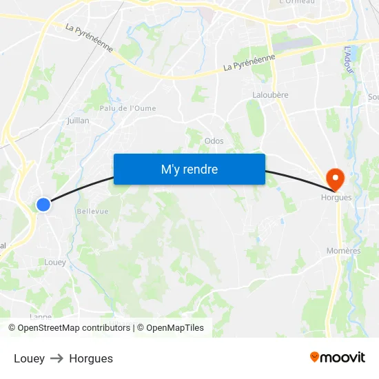 Louey to Horgues map
