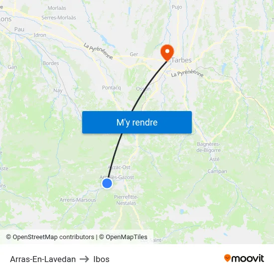 Arras-En-Lavedan to Ibos map