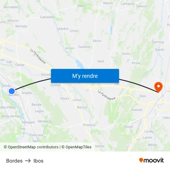 Bordes to Ibos map