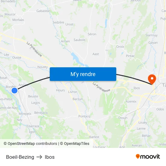 Boeil-Bezing to Ibos map