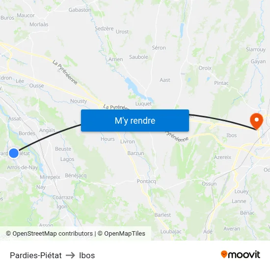 Pardies-Piétat to Ibos map