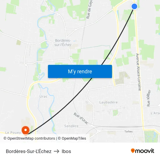 Bordères-Sur-L'Échez to Ibos map