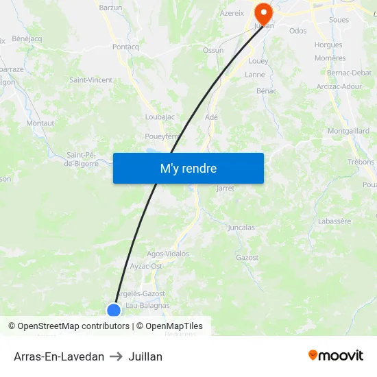 Arras-En-Lavedan to Juillan map