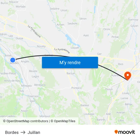 Bordes to Juillan map