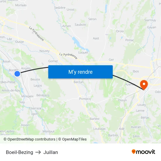 Boeil-Bezing to Juillan map