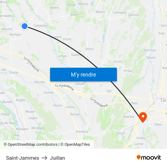Saint-Jammes to Juillan map
