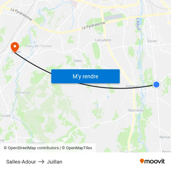 Salles-Adour to Juillan map